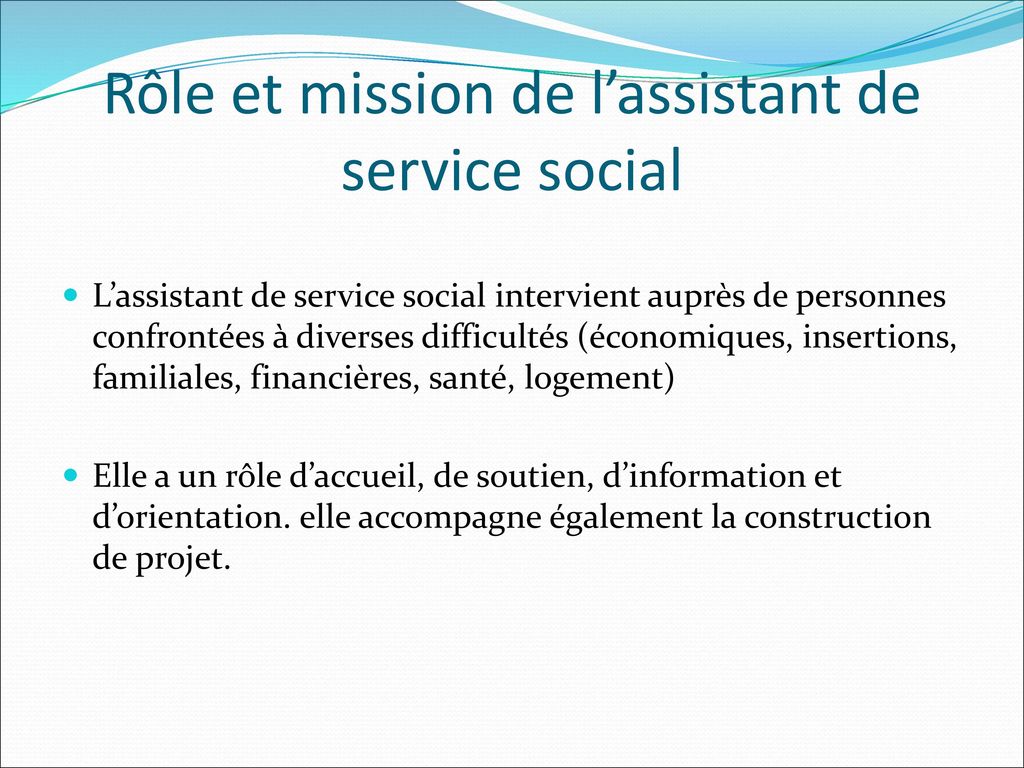 Rôle et mission de l’assistant de service social