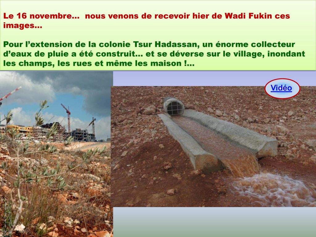 Le 16 novembre… nous venons de recevoir hier de Wadi Fukin ces images…