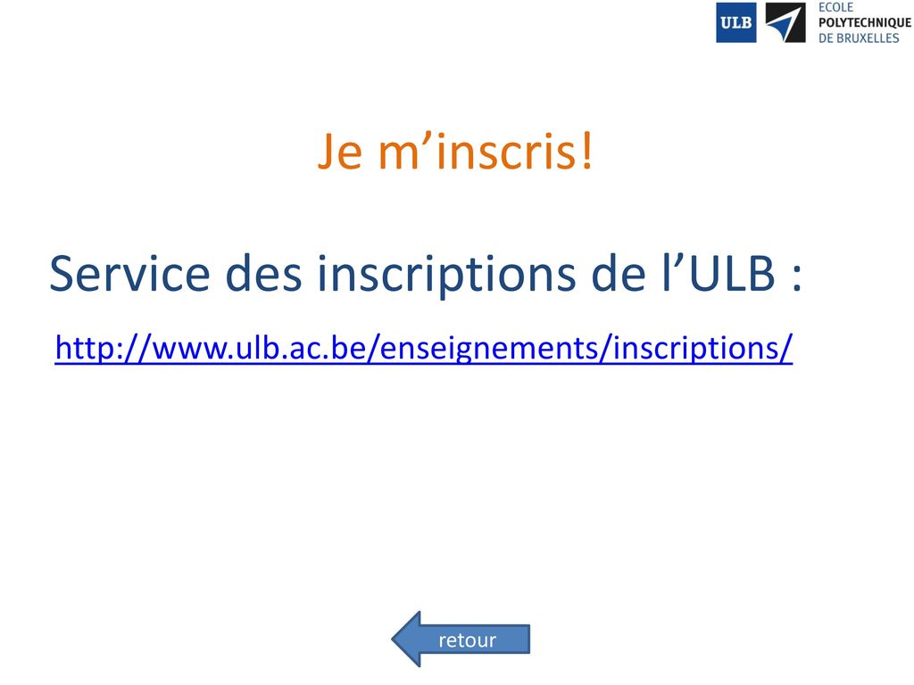 Service des inscriptions de l’ULB :