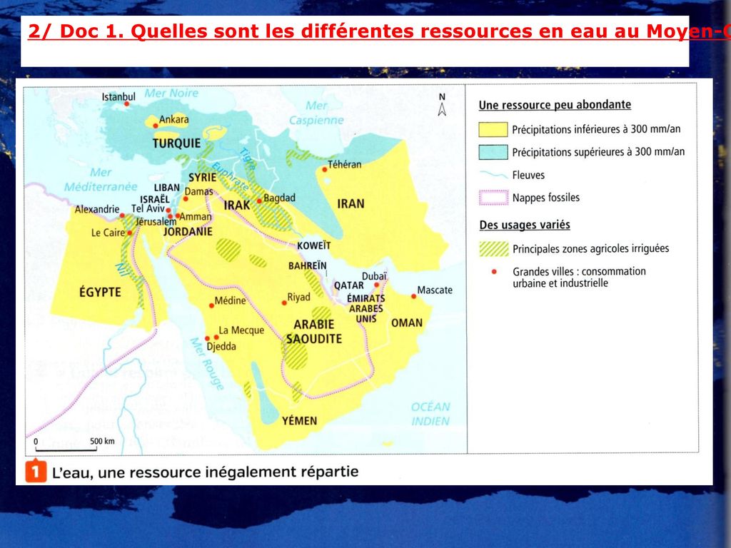 2/ Doc 1. Quelles sont les différentes ressources en eau au Moyen-Orient