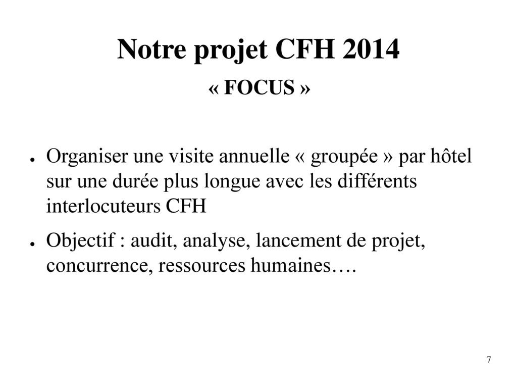 Notre projet CFH 2014 « FOCUS »
