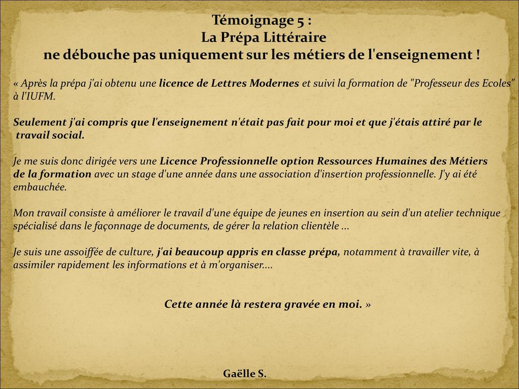 Temoignage 1 De La Classe Preparatoire Litteraire Au