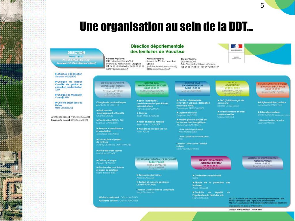 Une organisation au sein de la DDT...