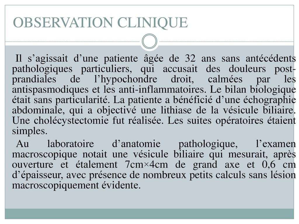 OBSERVATION CLINIQUE