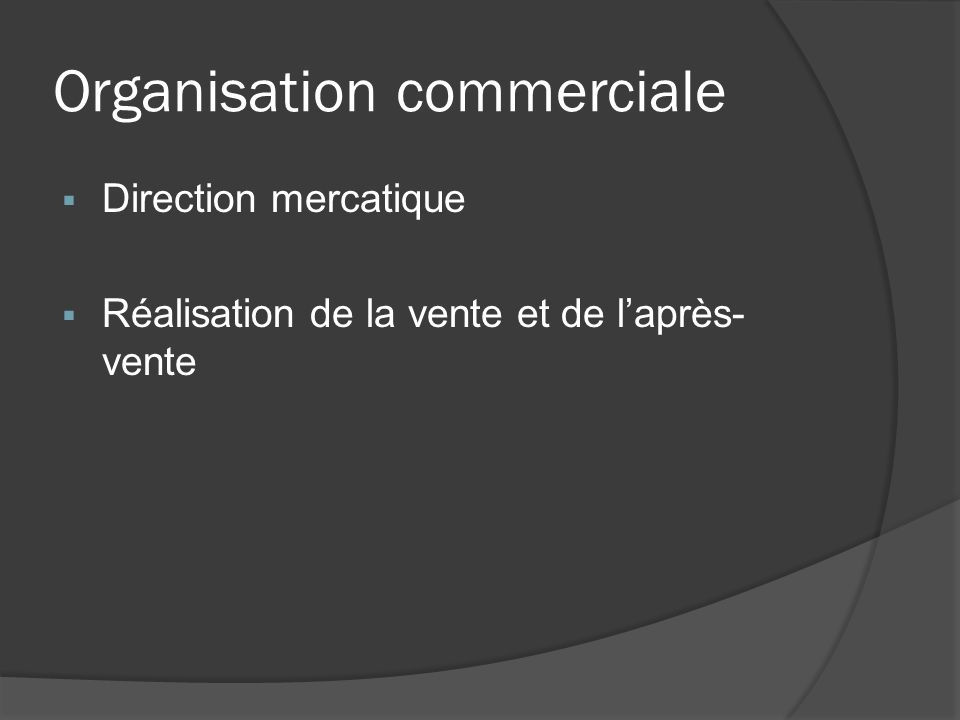 Organisation commerciale