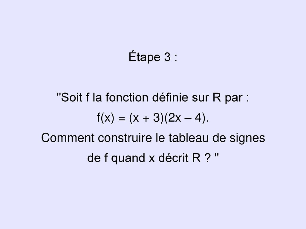 Soit f la fonction définie sur R par : f(x) = (x + 3)(2x – 4).