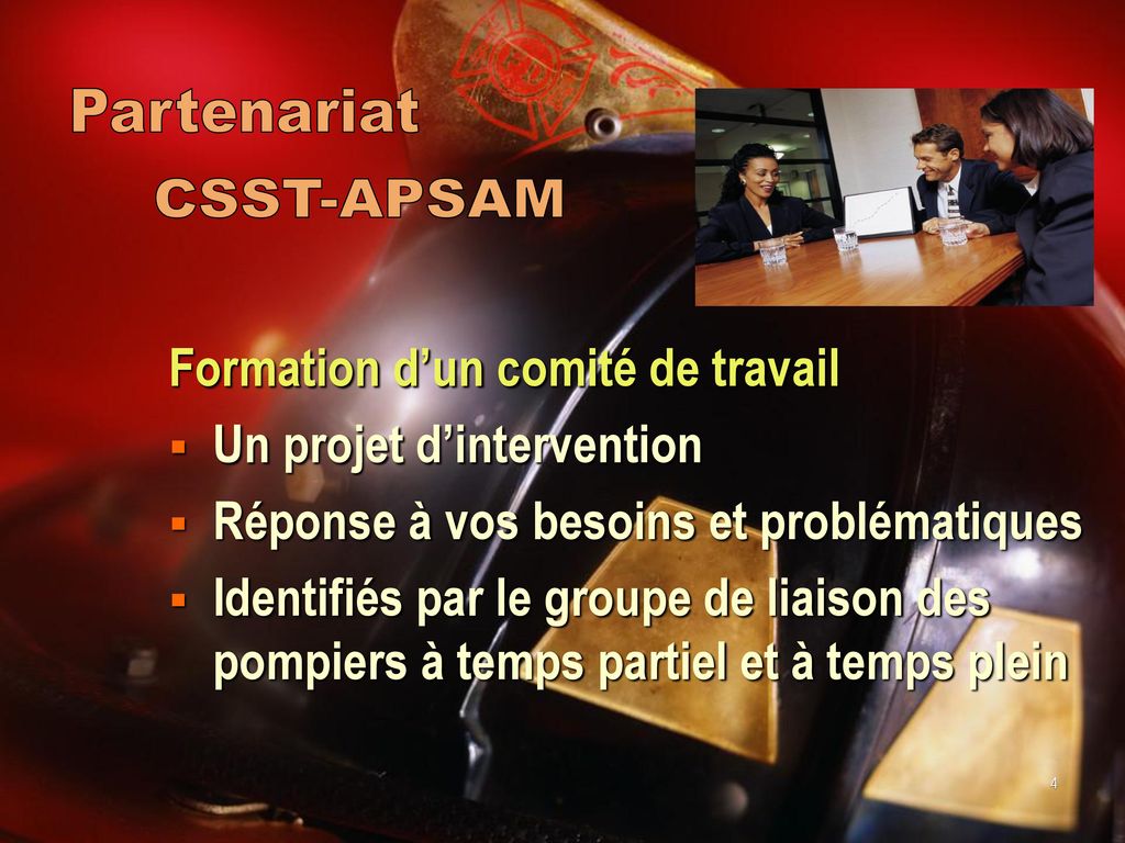 Partenariat CSST-APSAM Formation d’un comité de travail