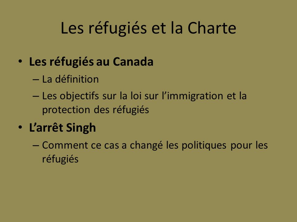 Les réfugiés et la Charte