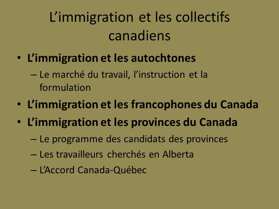 L’immigration et les collectifs canadiens