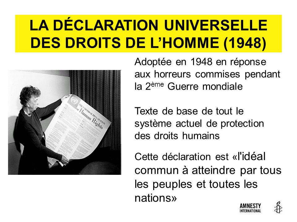 LA DÉCLARATION UNIVERSELLE DES DROITS DE L’HOMME (1948)