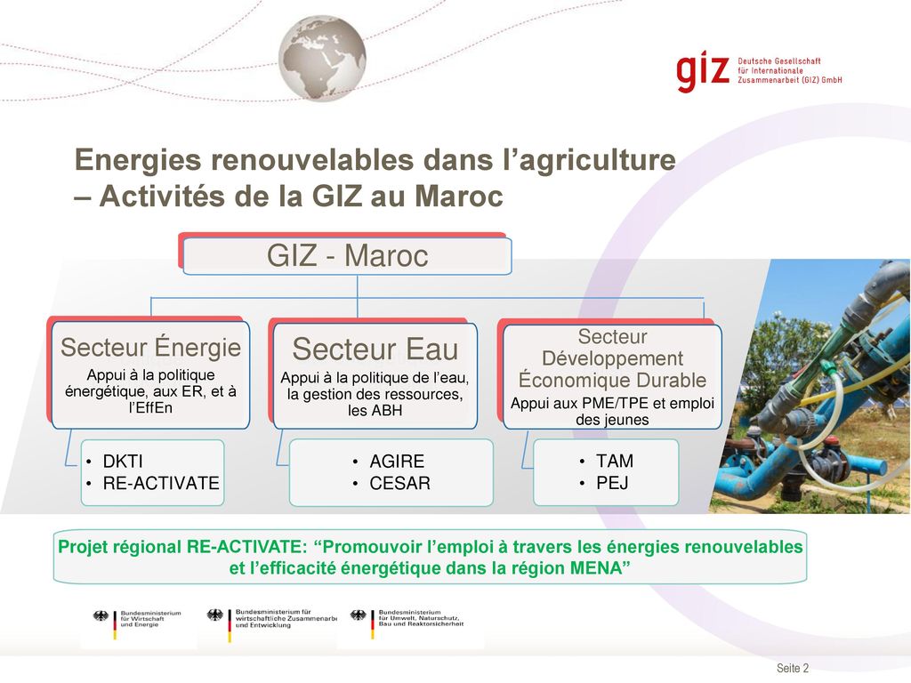 Energies renouvelables dans l’agriculture – Activités de la GIZ au Maroc