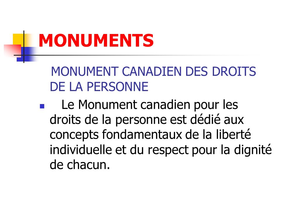 MONUMENTS MONUMENT CANADIEN DES DROITS DE LA PERSONNE