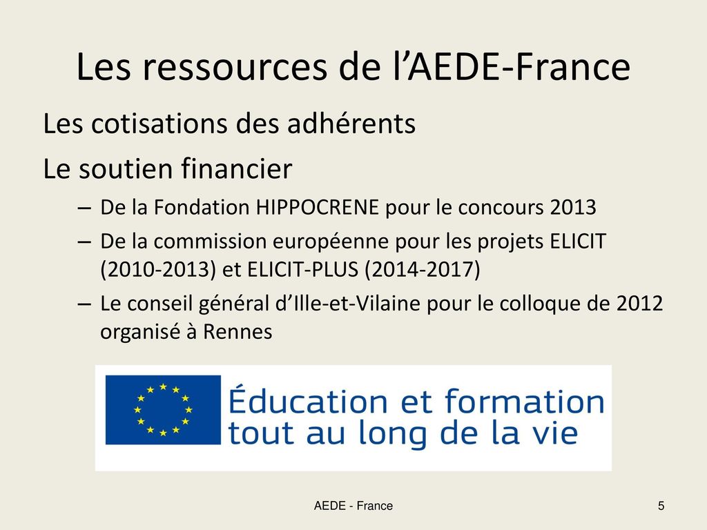Les ressources de l’AEDE-France
