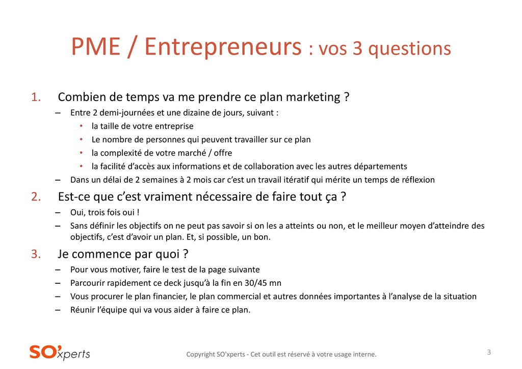 PME / Entrepreneurs : vos 3 questions