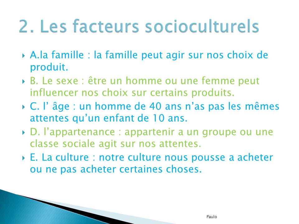 2. Les facteurs socioculturels