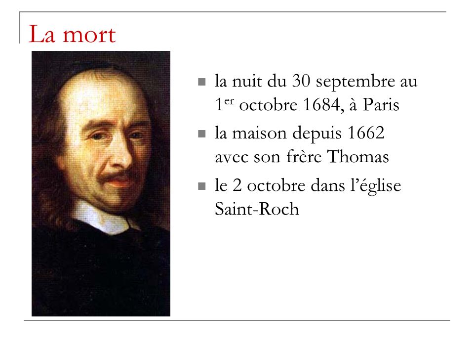 La mort la nuit du 30 septembre au 1er octobre 1684, à Paris