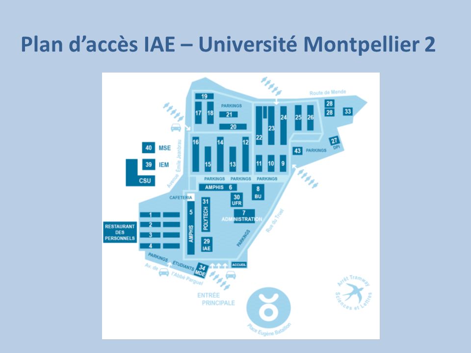 Plan d’accès IAE – Université Montpellier 2