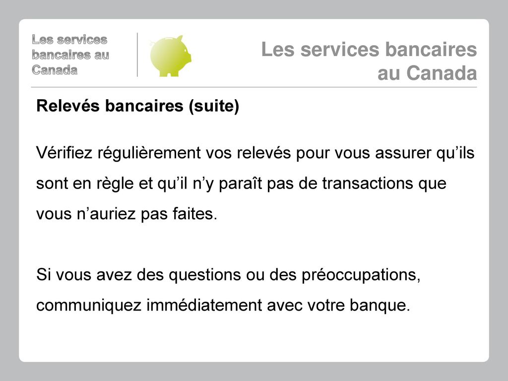 Les services bancaires au Canada