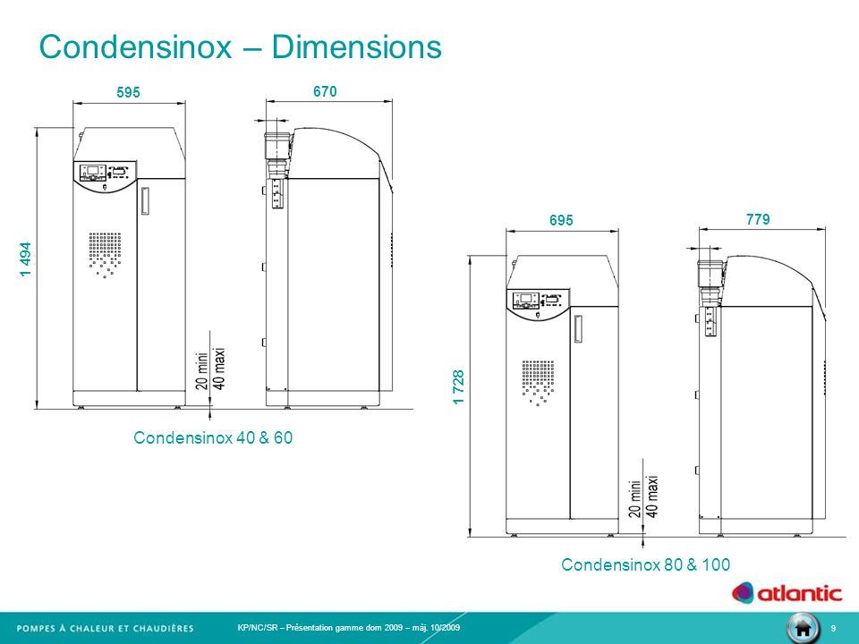 Condensinox – Dimensions