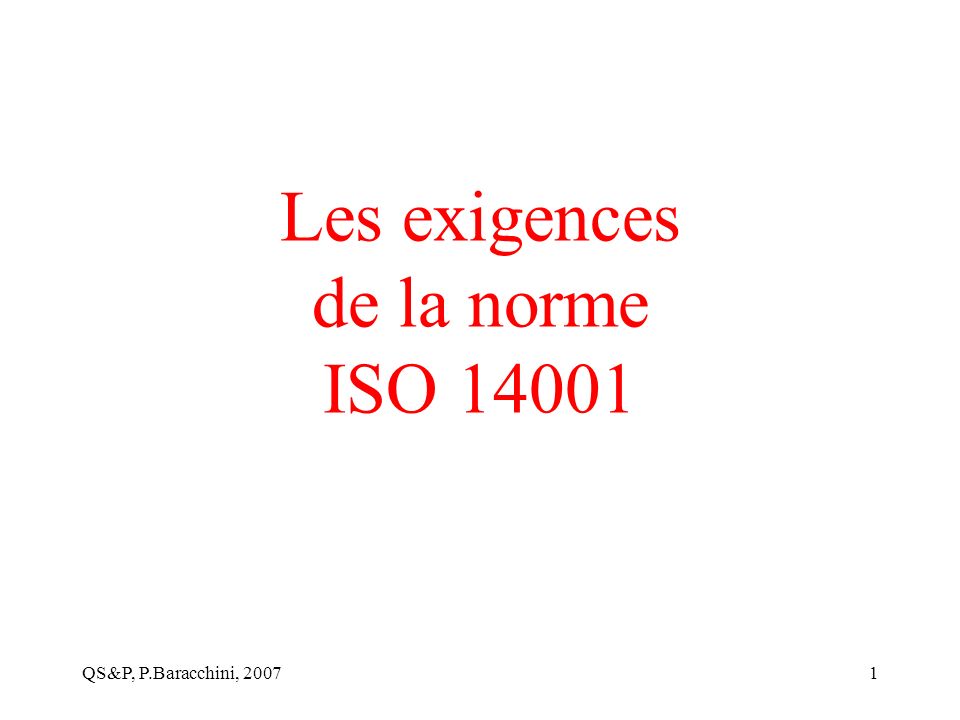 Les exigences de la norme ISO 14001