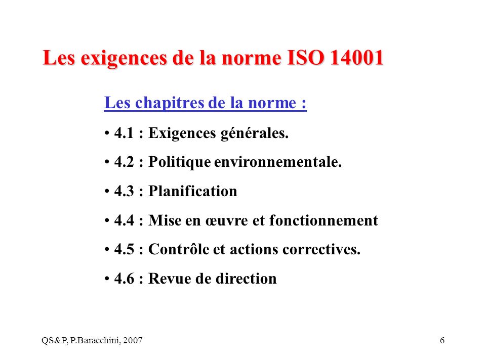 Les exigences de la norme ISO 14001