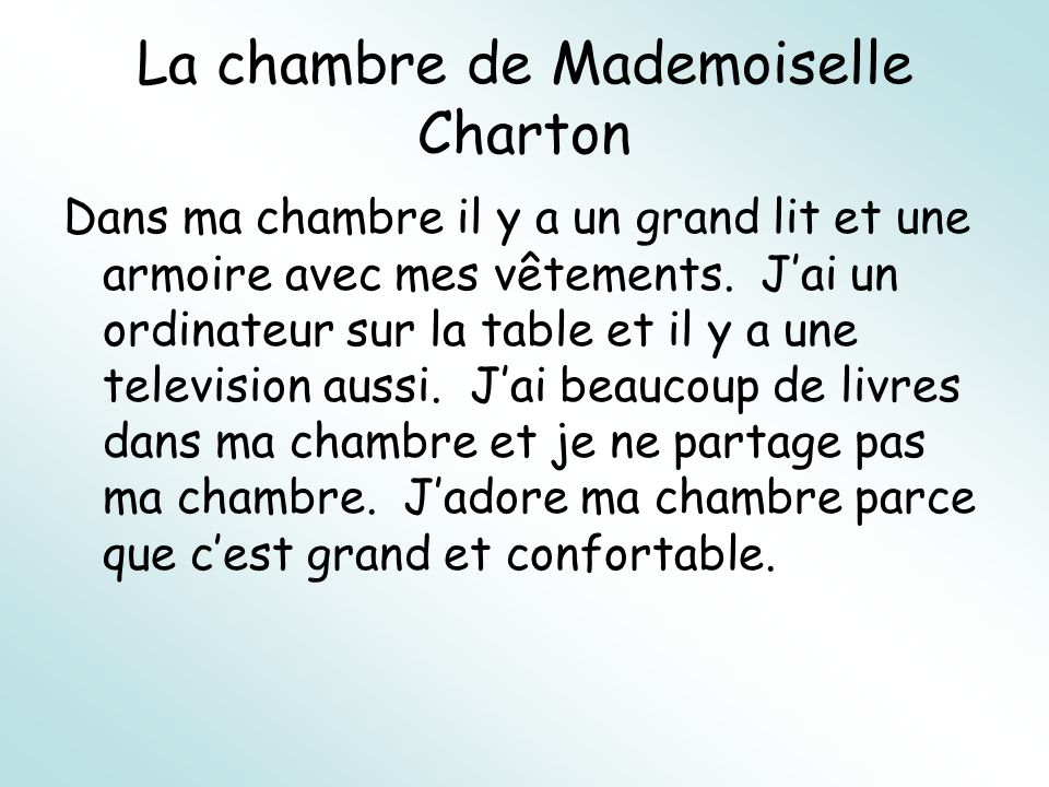 La chambre de Mademoiselle Charton