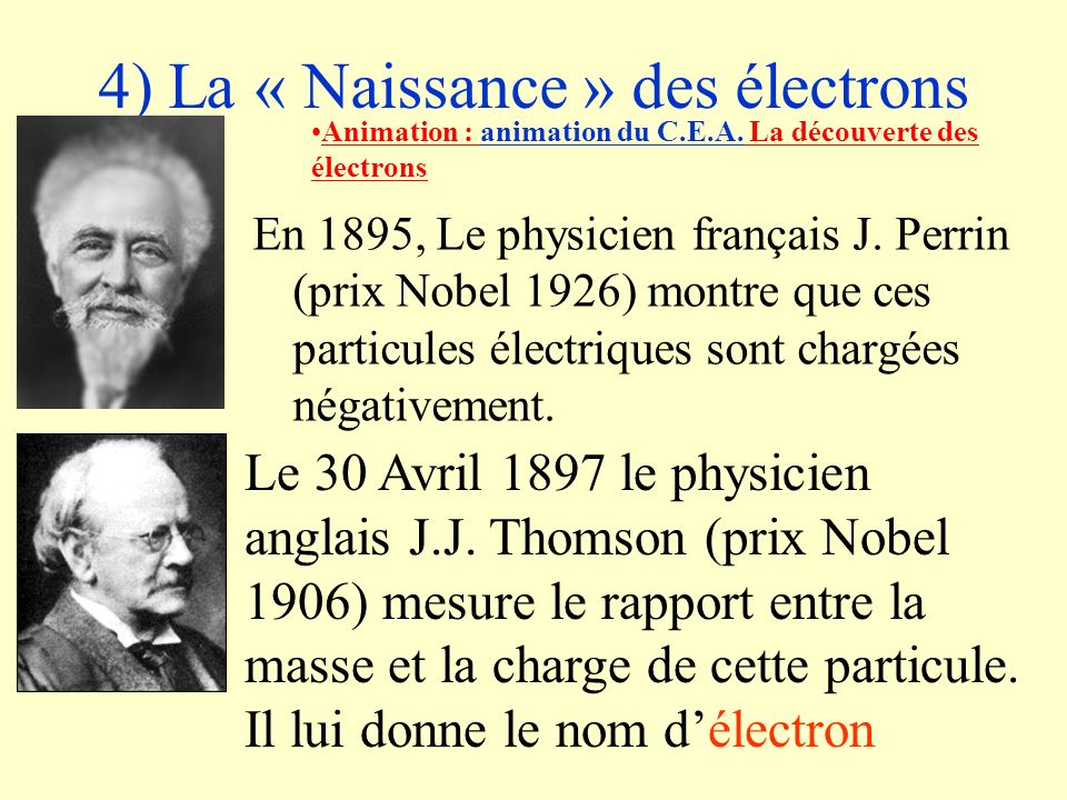 4) La « Naissance » des électrons