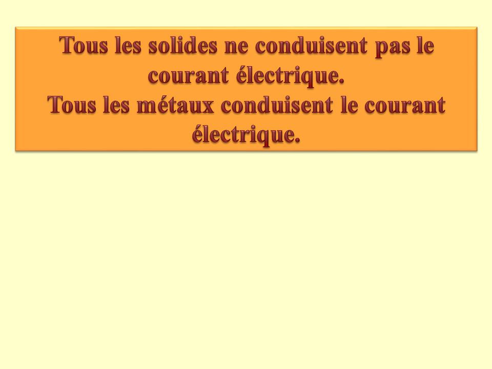 Tous les solides ne conduisent pas le courant électrique.
