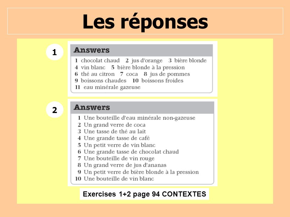 Exercises 1+2 page 94 CONTEXTES