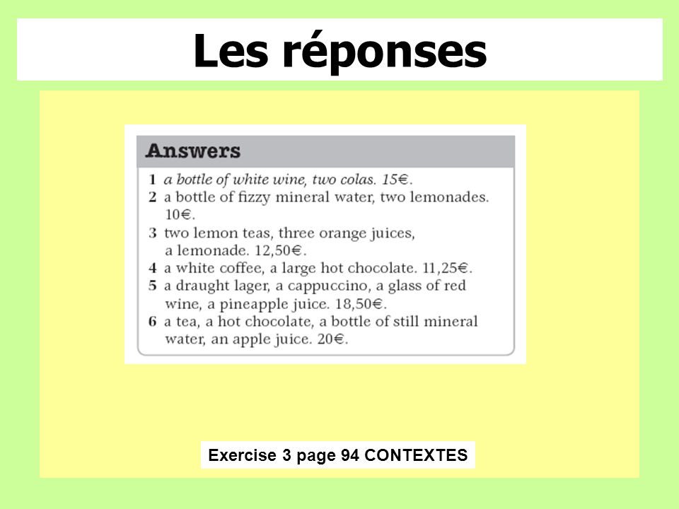Exercise 3 page 94 CONTEXTES