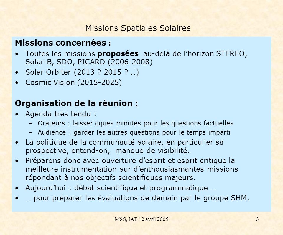 Missions Spatiales Solaires