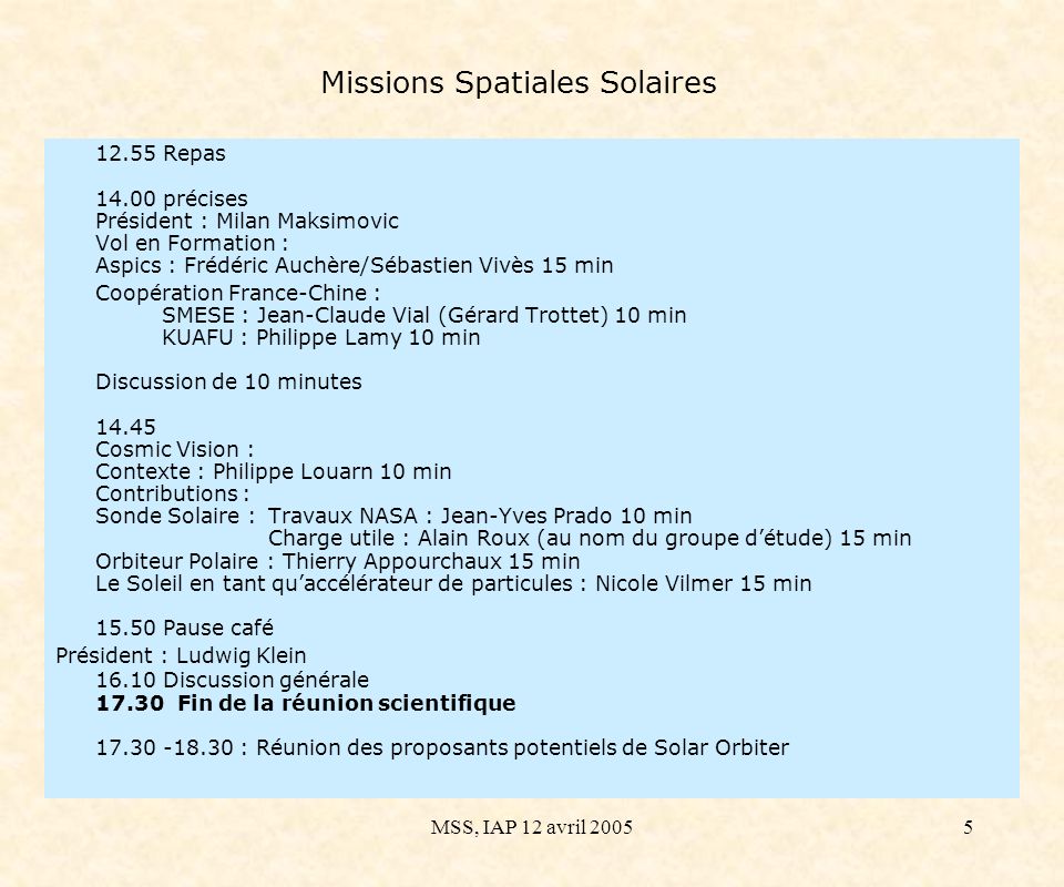 Missions Spatiales Solaires