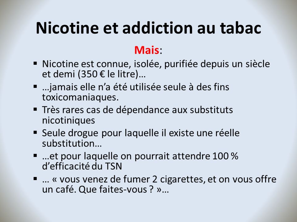 Nicotine et addiction au tabac