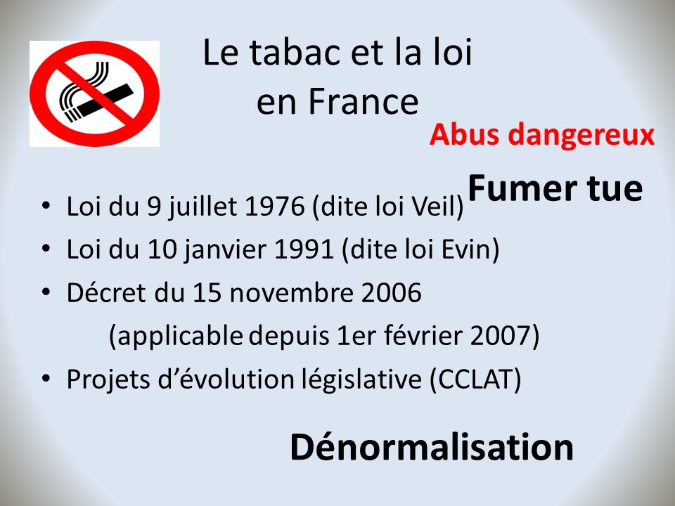 Le tabac et la loi en France