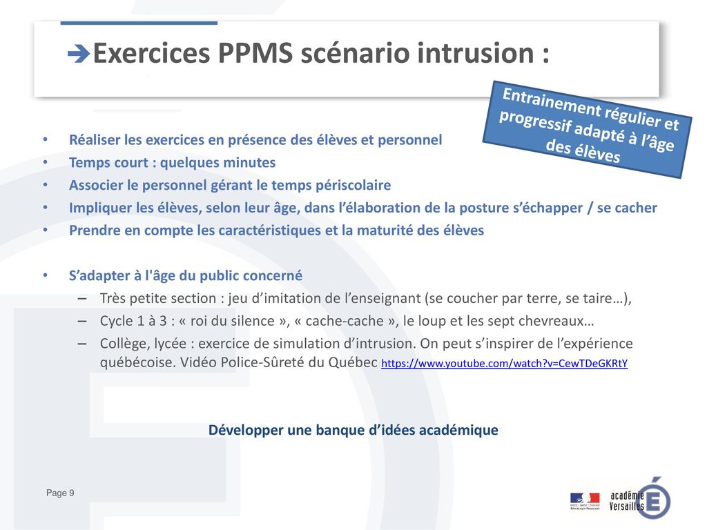 Exercices PPMS scénario intrusion :
