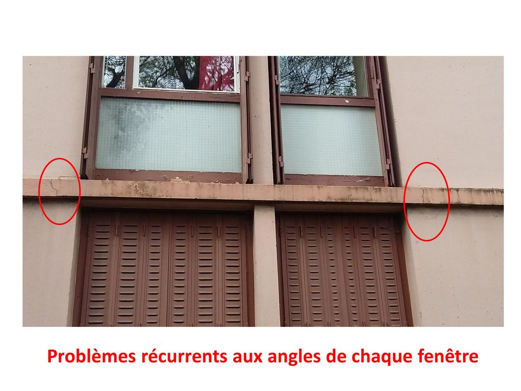 Problèmes récurrents aux angles de chaque fenêtre