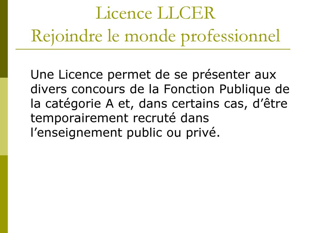 Licence LLCER Rejoindre le monde professionnel