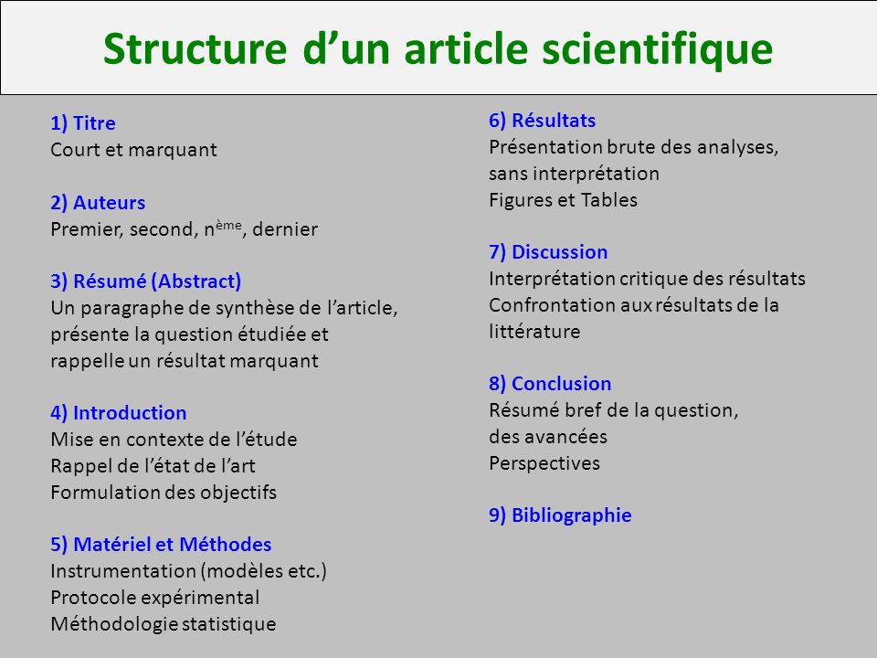 Structure d’un article scientifique