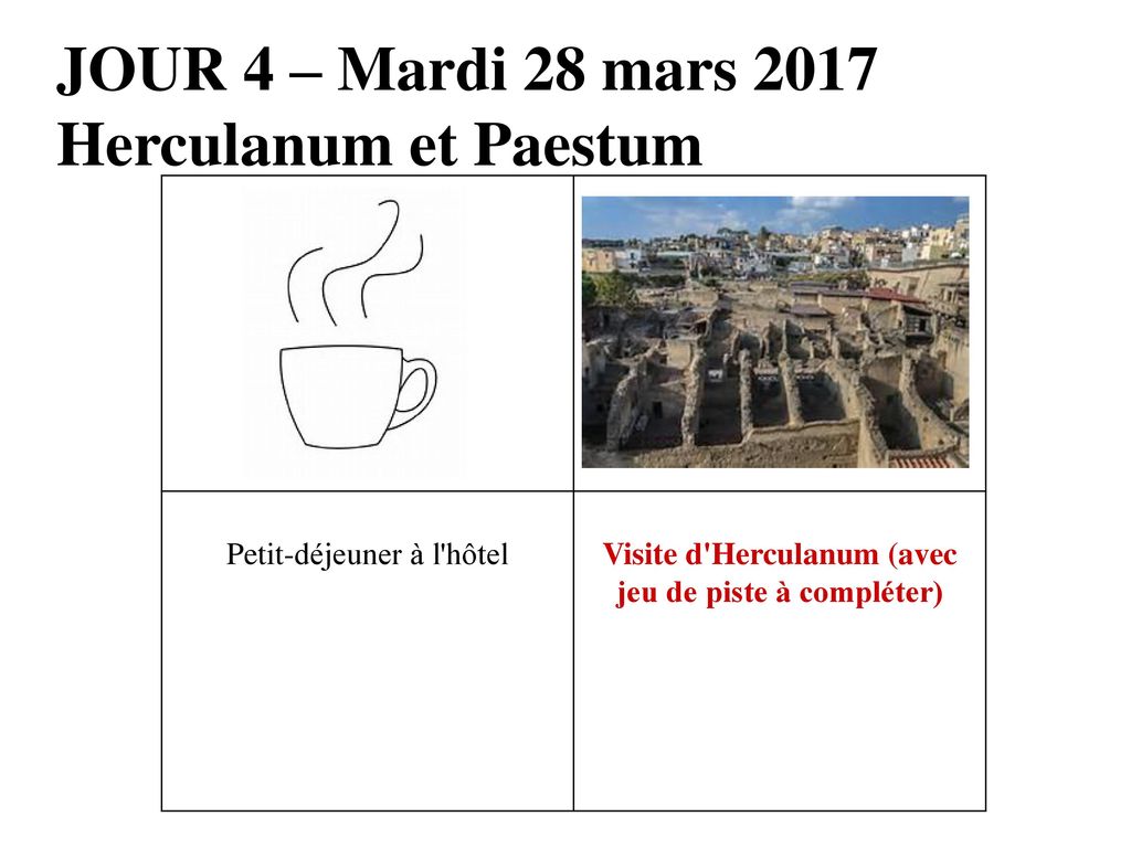 JOUR 4 – Mardi 28 mars 2017 Herculanum et Paestum