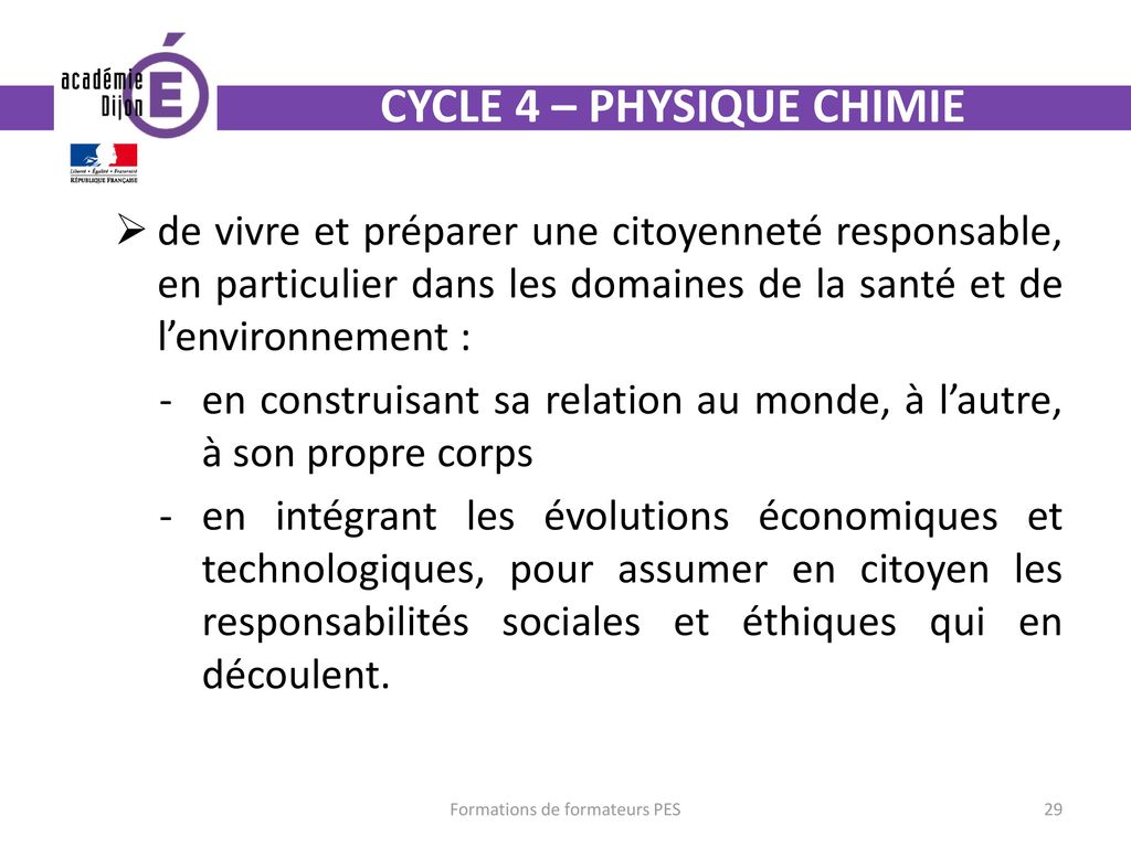 CYCLE 4 – PHYSIQUE CHIMIE