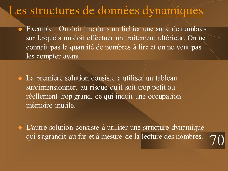 Les structures de données dynamiques