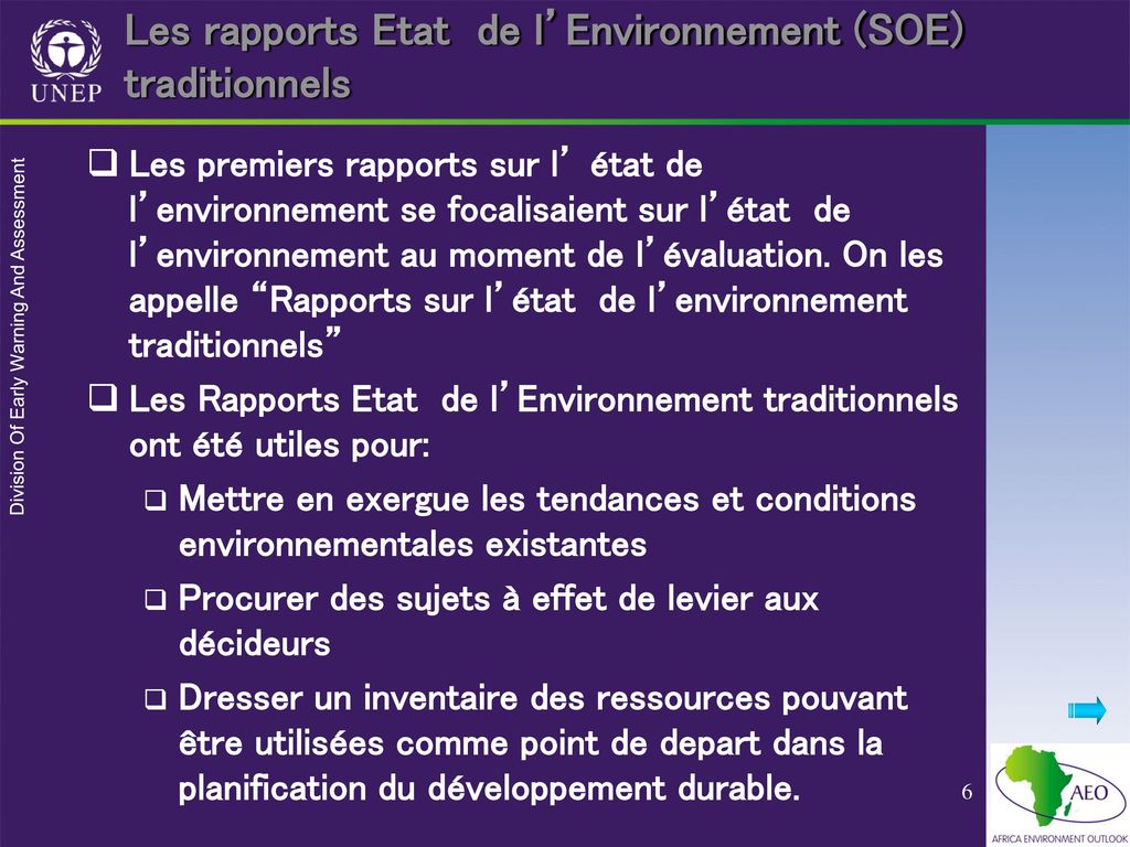 Les rapports Etat de l’Environnement (SOE) traditionnels