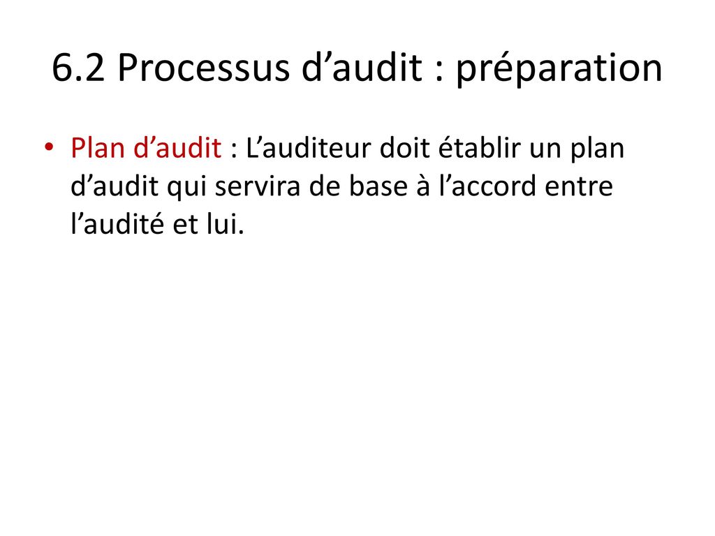 6.2 Processus d’audit : préparation
