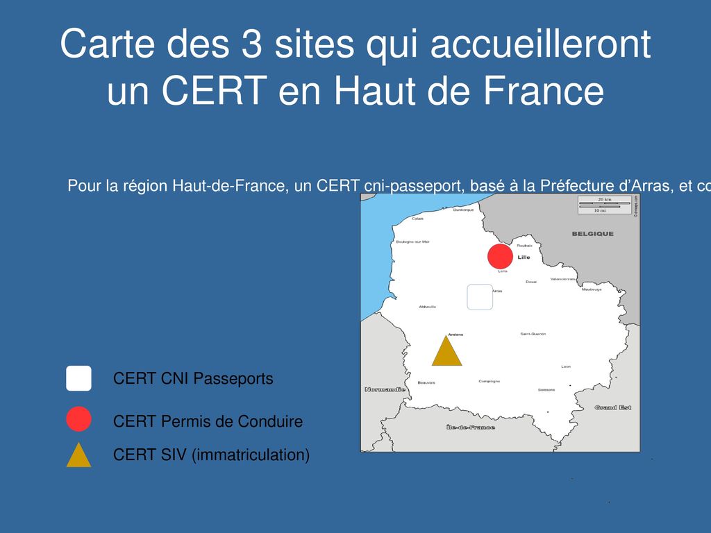 Carte des 3 sites qui accueilleront un CERT en Haut de France