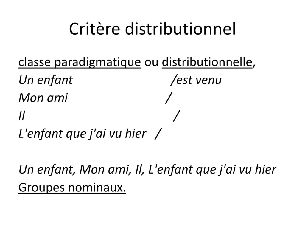 Critère distributionnel