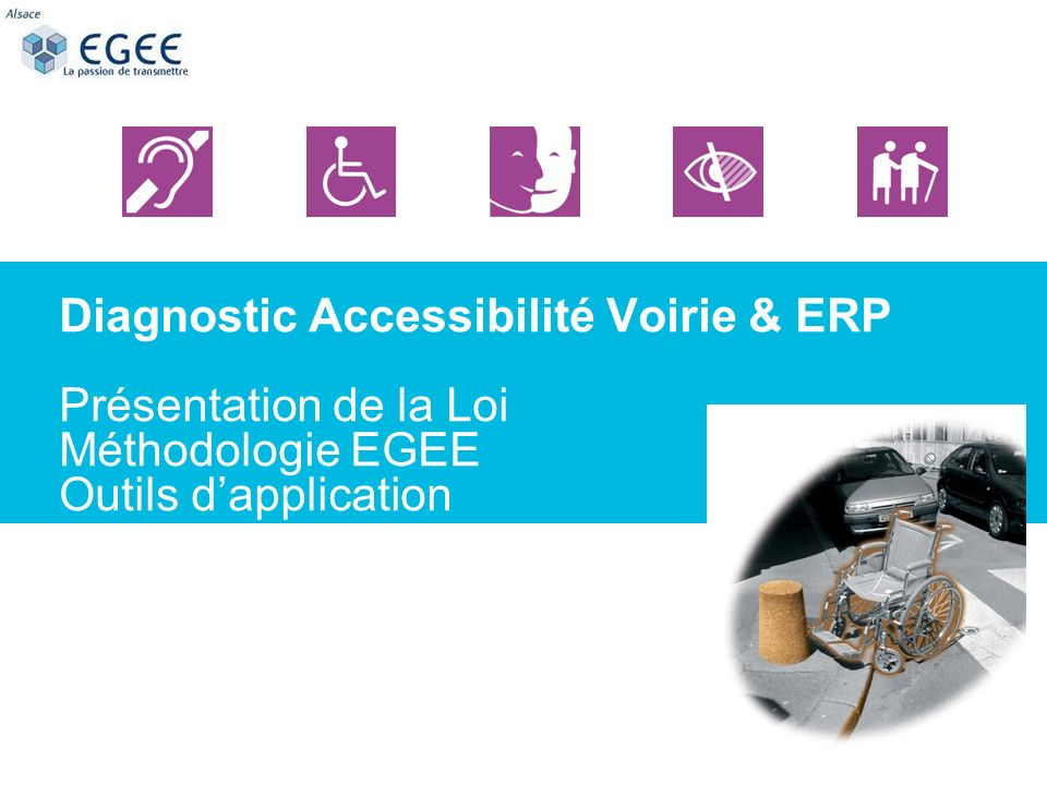 Diagnostic Accessibilité Voirie & ERP Présentation de la Loi Méthodologie EGEE Outils d’application