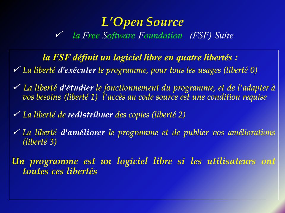 L’Open Source  la Free Software Foundation (FSF) Suite