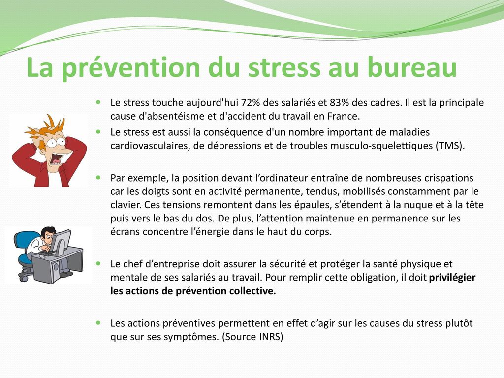 La prévention du stress au bureau