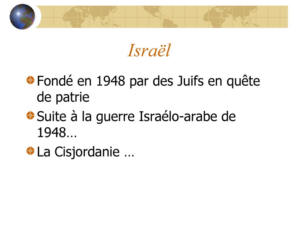 Israël Fondé en 1948 par des Juifs en quête de patrie