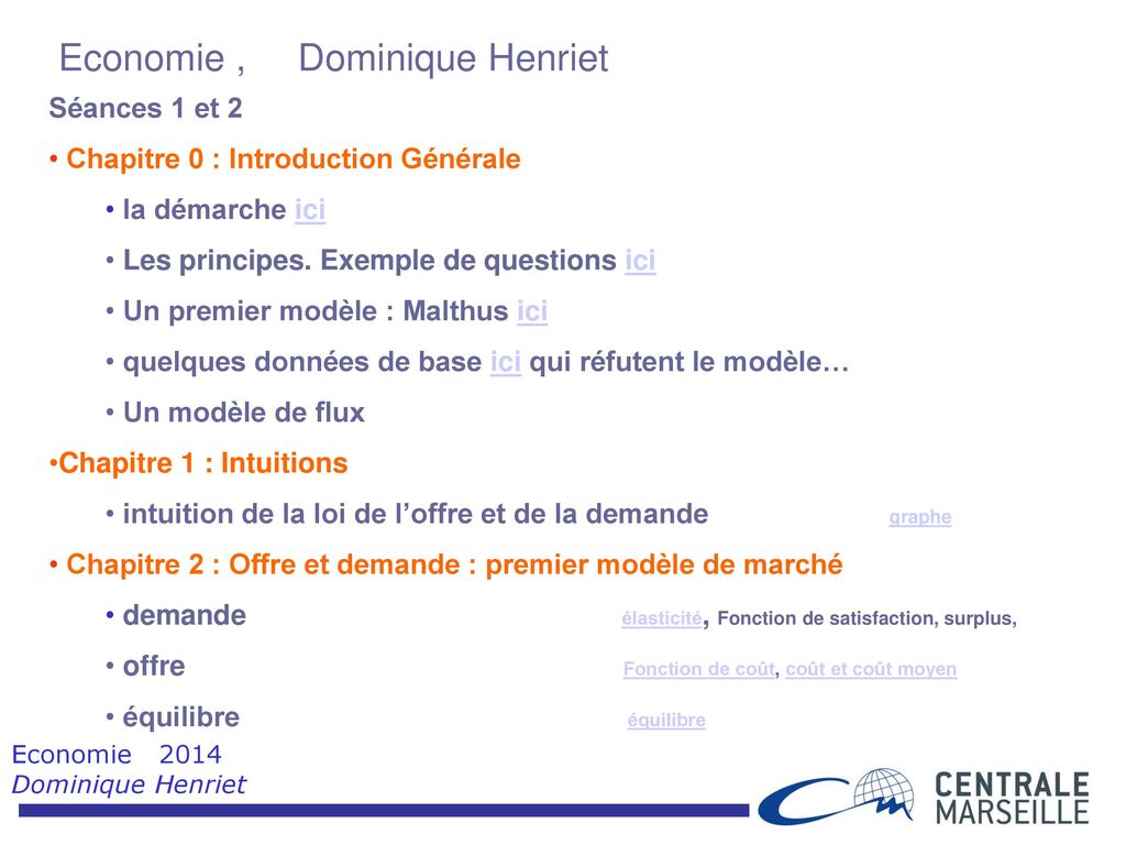 Economie , Dominique Henriet